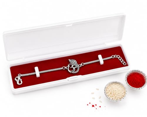 Image of Rakhi set for brother|silver Rakhi for brother|Rakhis for rakshabandan|bhai|men(1085)