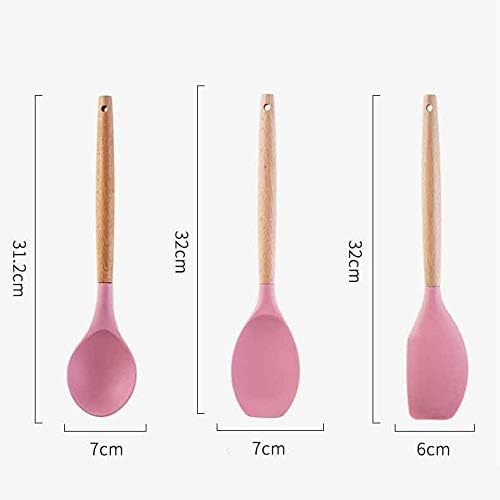 Silicone Kitchen Tools Set Cooking Tools Utensils Set Spatula Shovel Soup Spoon with Wooden Handle Special Heat-resistant Design