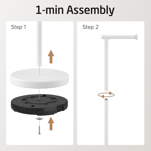 Image of KES White Toilet Paper Holder Stand with Heavy Base, Freestanding Toilet Roll Holder for Bathroom Floor, Stainless Steel, BPH283S1-WH