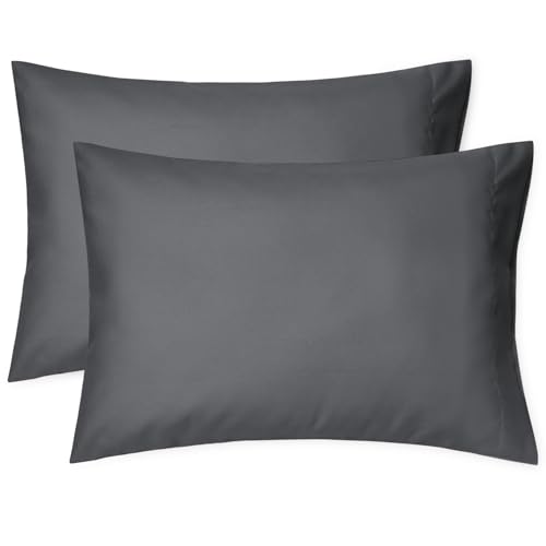 Image of EXQ Home Toddler Pillowcases 13x18 Travel Pillow Case Set of 2, Small Pillow Case Fits Baby Pillow Sized 12x16, 13x18, Kids Pillowcases 2 Pack Machine Washable with Envelope Closure (Dark Grey)