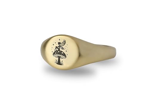 Bague gravée fée en or 14k : un bijou fantastique d'exception au design ciselé