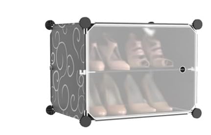 Image of YASONIC Plastic Shoe Rack for Home with Door, 1-Door Shoe Storage Cabinet | 3-Shelfs for 6 Pairs | Waterproof & Portable DIY Shoe Slipper & Chappal Stand for Entryway /Bedroom (Grey-HS)
