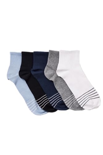 bony&katia Men's Ankle Socks with Striped Design, 5 Pairs, Assorted Colors