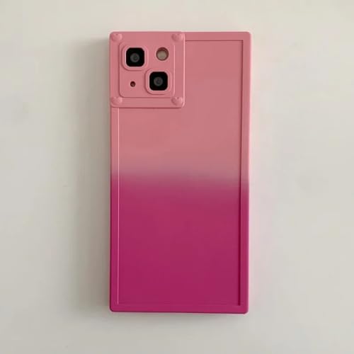 Coque antichoc iPhone 14 carrée en TPU souple dégradé rose rouge protège votre écran des chutes