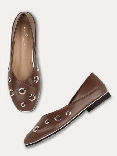 Image of Marc Loire Women's Slip-On Solid Ballerina Flats | Embellished | Round Toe | PU Upper | Comfortable Casual Footwear