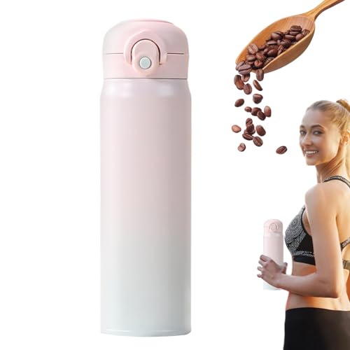 水筒 - 500ml ステンレス製ボトル,グラデーション マグカップ 漏れ防止 タンブラー スポーツ 飲み物 ジム 子供 学校 コーヒー 旅行,男女兼用 子供 学校向け