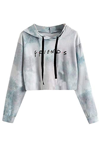Idepet Womens Casual Letters Print Crop Top Loose Pullover Female Shirt Teen Girl TV Show Hoodie Sweatshirt