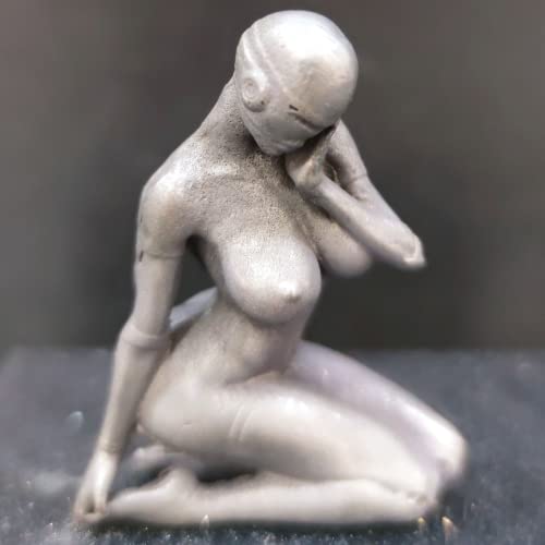Corpo de mulher nude puro cobre grande peito sexy madura sentada postura feminina modelo estátua, ar