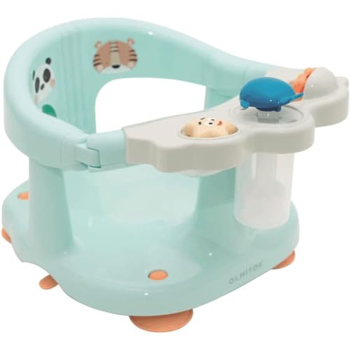 Olmitos Asiento De Baño Panda Tiger - Unisex Turquesa - Ergonómico Y Seguro - Con Barra Para Una Facil Colocación Del Bebé - Con Ventosas Para Fijación