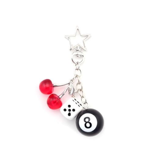 Image of 8 Ball Dice Charm Keychain - Cute Bag Purse Handbag Accessories - Y2K Aesthetic Key Chain for Women Men