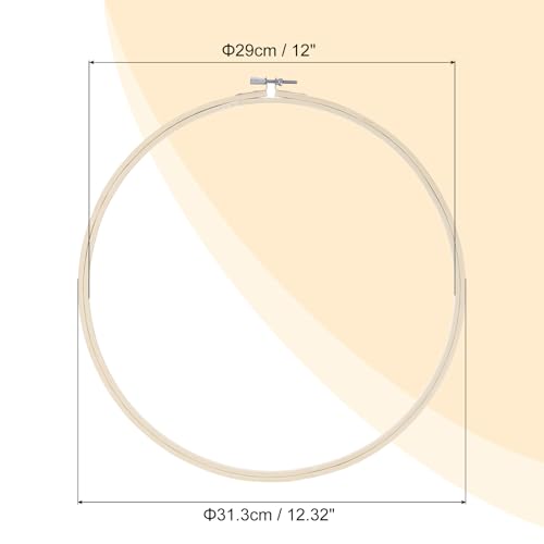 Image of MECCANIXITY 1 Pieces 12 Inch Embroidery Hoops Adjustable Round Bamboo Circle Cross Stitch Hoop Ring for Art Craft Handy Sewing Needlework DIY Decoration
