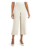 Kasper Women's Linen Wide Leg Side Zip Pant, PEBBLE-D62, 16