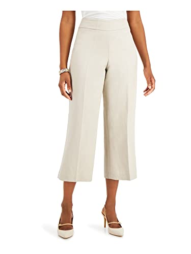 Kasper Women's Linen Wide Leg Side Zip Pant, Pebble-D62, 16 #TOP6