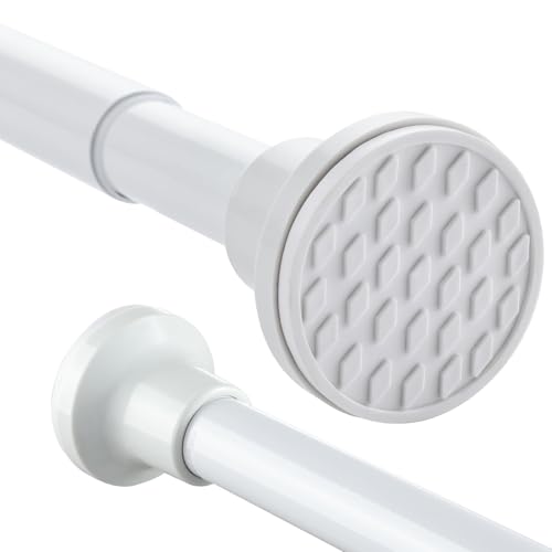 Extendable Shower Curtain Rod 168-316cm Stainless Steel Shower Curtain Pole Spring Tension Rod Adjustable Telescopic Pole No Drilling for Bathroom Bedroom Window Closet Kitchen Wardrobe, White