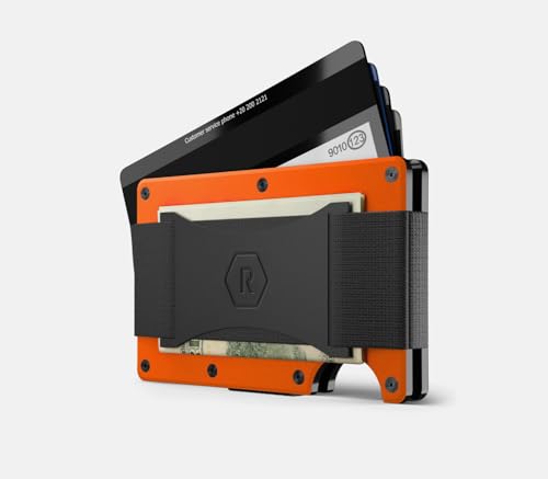 Image of Ridge Wallets for Men Compatible with Magsafe - Slim Minimalist Compact Wallet and Card Holder, RFID Protected Front Pocket Wallets for Men with Integrated Cash Strap (Basecamp Orange)