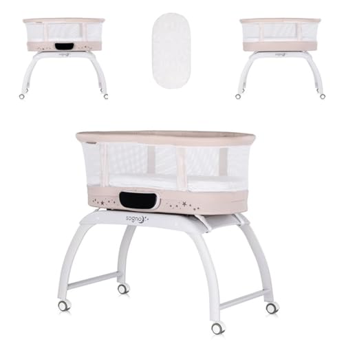 Chipolino Beistellbett Sogno 2 in 1 Spieltisch, Fernbedienung, eingebaute Waage, Farbe:beige