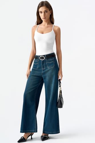 Image of QINSEN Womens Cross Back Tank Top V Neck Double Lined Camisole Top Sleeveless Spaghetti Strap Going Out Tops
