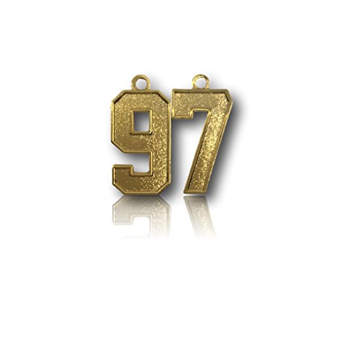 Number 97 Gold Plated Jersey Style Sports Necklace Charm Pendant (0.8