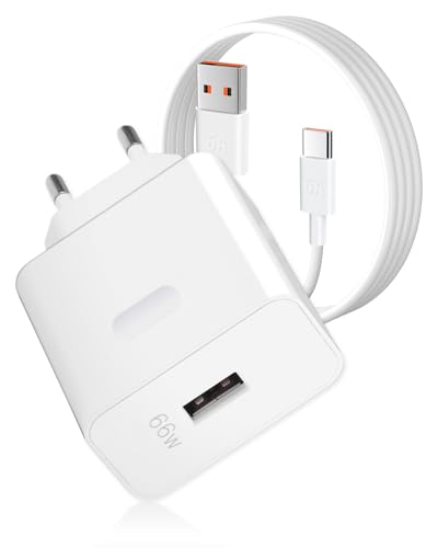 Caricatore 66W SuperCharge per Honor 90, 200 Lite, Magic7, Magic6, Magic5 Lite, X9b, X8a, X8b, con Cavo USB C 6A 1M incluso, Adattatore Rapido Compatibile con Hua-wei Mate 60, P50, P40, P30 Pro
