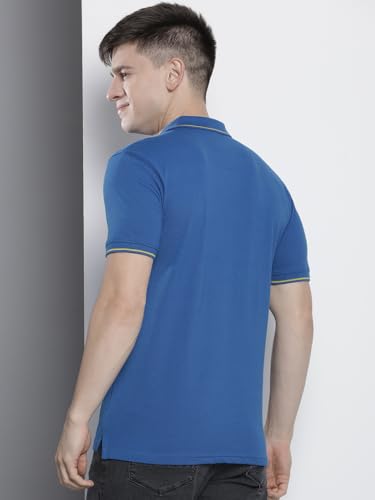 Image of The Indian Garage Co Men Slim Fit Solid Polo Neck Half Sleeves Tshirt