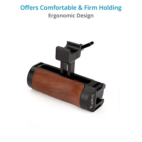 Image of Proaim Snaprig Wood Mini Side Handle for Camera Cage & Rig | Ergonomic Grip for Comfortable Hand-held Shooting - Height Adjustable Option & NATO Rail Clamp |Shoe Mount & Strap Slot - Durable (WSH-02)