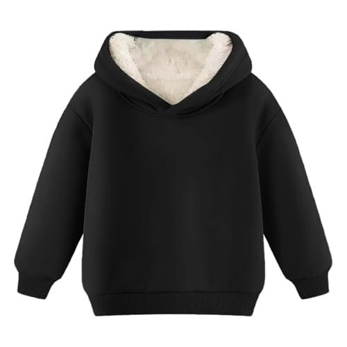 Unisex Boys Girls Sherpa Lined Hoodie Fleece Hooded Sweatshirt Teen Kids Warm Winter Pullover Hoodie Loose Sweatshirt