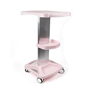 3-Layer Salon Trolley Stand for Ultra-Sonic Cavitation IPL Massage Beauty Machine Assembled Cart Aluminum Beauty Salon SPA Rolling Cart Equipment 4 Wheel (Pink)