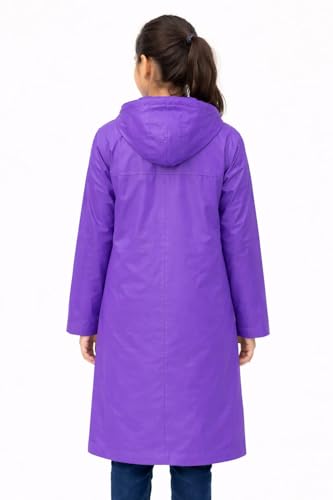 Image of Nephar Kids Boys & Girls Waterproof Hooded Raincoat | Long Length PVC Rain Wear Jacket | Lightweight Full Sleeve Button Closure Monsoon Coat