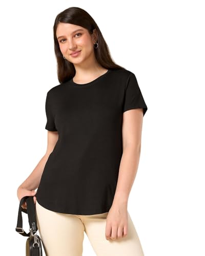Image of Wellbi Bamboo Women's Tshirt - Ultra-Soft, Breathable & Sustainable | Premium Cotton Blend for Supreme Comfort | Stylish & Eco-Friendly T-Shirt for Women | Tshirt Women Cotton