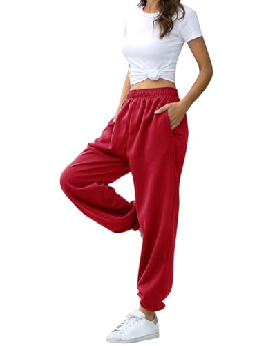 HeSaYep Women's High Waisted Sweatpants Workout Active Joggers Pants Baggy Lounge Bottoms