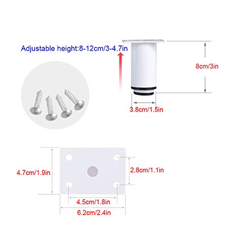 HLMBQ Piedini per Mobili Bianchi,4 Pezzi Piedi da