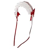 Mädchen Dienstmädchen Cosplay Stirnband Spitze Blume Kopfbedeckung (Weinrot)