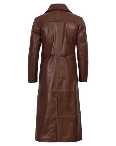 Image of Blingsoul Leather Long Coat For Mens - Real Leather Trench Coat Men
