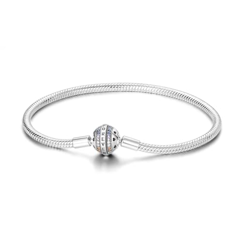 MULA Pulseras de plata de ley 925 con cadena de serpiente para mujer, diseño de mariposa, corazón, pulseras de la suerte, regalos para amigos y familiares, 7.9in (fit wrist size 6.7in ), Plata de ley,