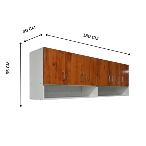 Image of Multipurpose Storage Cabinet & Adjustable Shelf Space Organizer Engineered Wood Termites Resistance Wall Mounted for Office, Kitchen, Bedroom (Cochwood Dark & Highland Pine, Door 6)