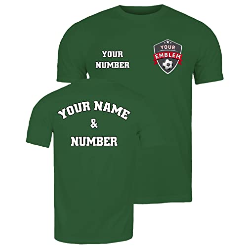 T-Shirt pour Hommes Maillot de Football avec l'emblème de Votre Club Favori Nom et Numéro Personnalisés Ecusson de Drapeau Saison Sportive 2022-23 (L Bouteille Vert Multicolore)