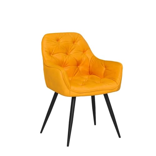 AINPECCA Dining chairs with Velvet Thick Padded Upholstered Kitchen Tub Chair Armchair with Backrest Metal Legs Living room Reception Leisure Chairs for Bedroom Lounge Office(Yellow,2)