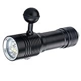 OEUVREBY Linterna subacuática de buceo con luz blanca y roja, linterna de buceo profesional, impermeable, recargable