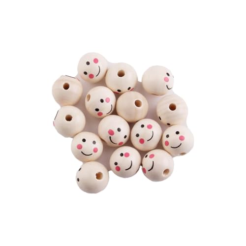 Lot de 200 perles en bois avec visage de 20 mm - Avec visage - Pour les vers de soucis - Boules en bois avec tête en bois - Pour les têtes en bois - Pour travaux manuels, vers de soucis peints (9)