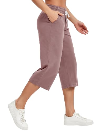 Image of SPECIALMAGIC Women Capri Pants Cotton Yoga Wide Leg Pajama Pants Capris Sweatpants Sports