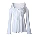 Produktbild Damen Bluse Langarm Freizeit Spitze Falten T Shirt Casual Lose Bluse Einfarbig T Shirts Sexy Tief geschnitten Kordelzug kreuzen V-Ausschnitt Hemd Tops für Frühling Herbst Winter S