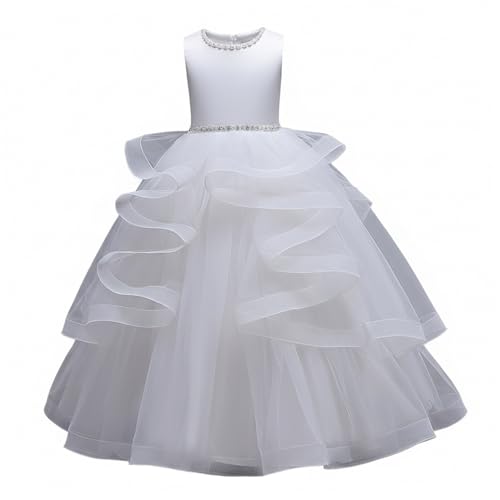 Vestidos de damita de honor blanco sin rozaduras vestido de gala tul para niñas
