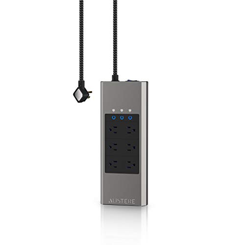 AUSTERE VII Series Power 6-Outlet with USB-C PD Port Omniport USB | 4,000 Joules, Flameless MOVs, Overcurrent Protection, SmartFit Outlets, WovenArmor Cable & Component Guarantee