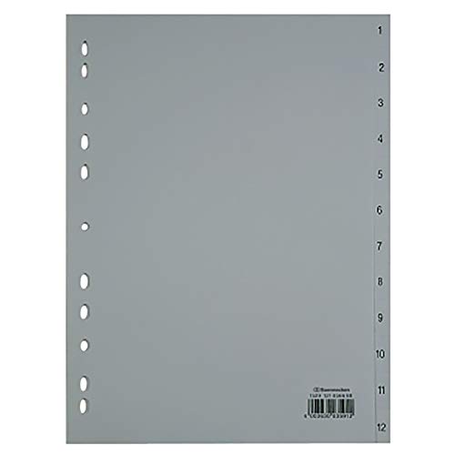 Soennecken Register 1529 DIN A4 1-12 volle Höhe PP grau