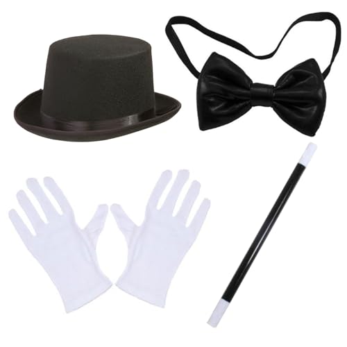 Costume de magicien adulte, 4 pièces/ensemble de costume magicien, kit d'Halloween avec chapeau...