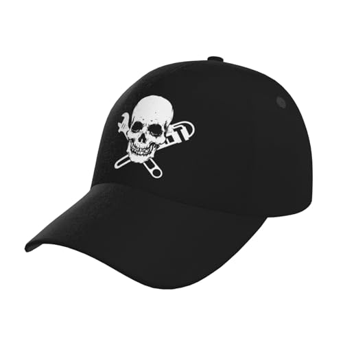 Funny Plumber Pipe-Fitter Wrench Skull Baseball Hats for Men and Women - Classic Adjustable Hats