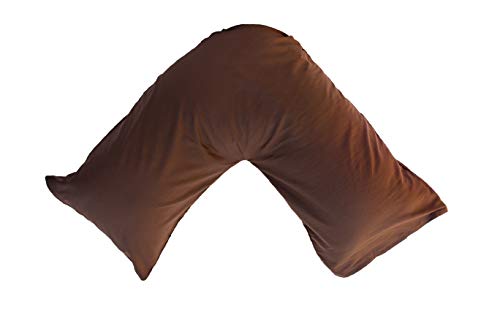 Orthopaedic V-pillow with Free pillowcase- Pregnancy Support V Shaped Triangle Pillow with polycotton pillowcase 74x34cm-Hollow Fibre V-pillow for for Neck,Maternity Pregnancy Support (Chocolate)