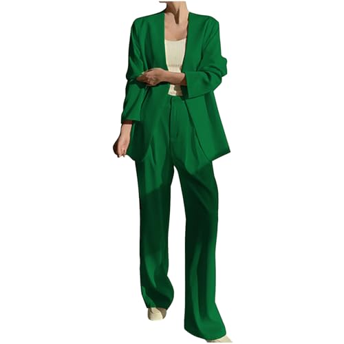 Women's 2 Piece Sets Loose Business Casual Solid Dressy Professional Blazer Set Trendy Work Office Pants Suits 2025