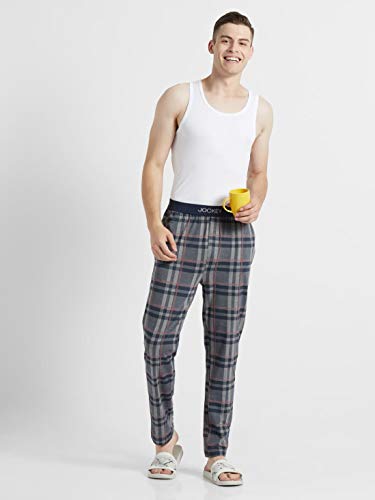 Image of Jockey IM03 Men's Tencel Micro Modal Cotton Elastane Stretch Regular Fit Checkered Pyjama with Side Pockets (Prints May Vary)