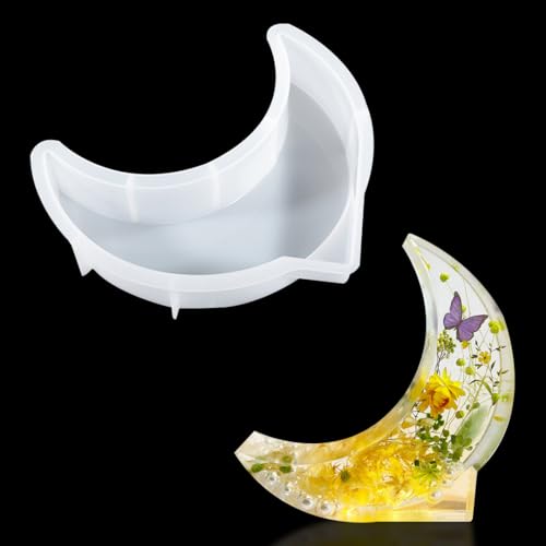 Zayookey Large Resin Molds Bookends Silicone Molds Specimen Mold Crescent Epoxy Resin Casting Mould for Book Organize Dried Flower Leaf Insect Specimen Making (Moon Mold) by Zayookey - Used condition - US$12.56